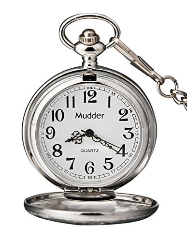Mudder Vintage Stainless Steel Quartz Pocket Watch Chain (Silver) #TOP2