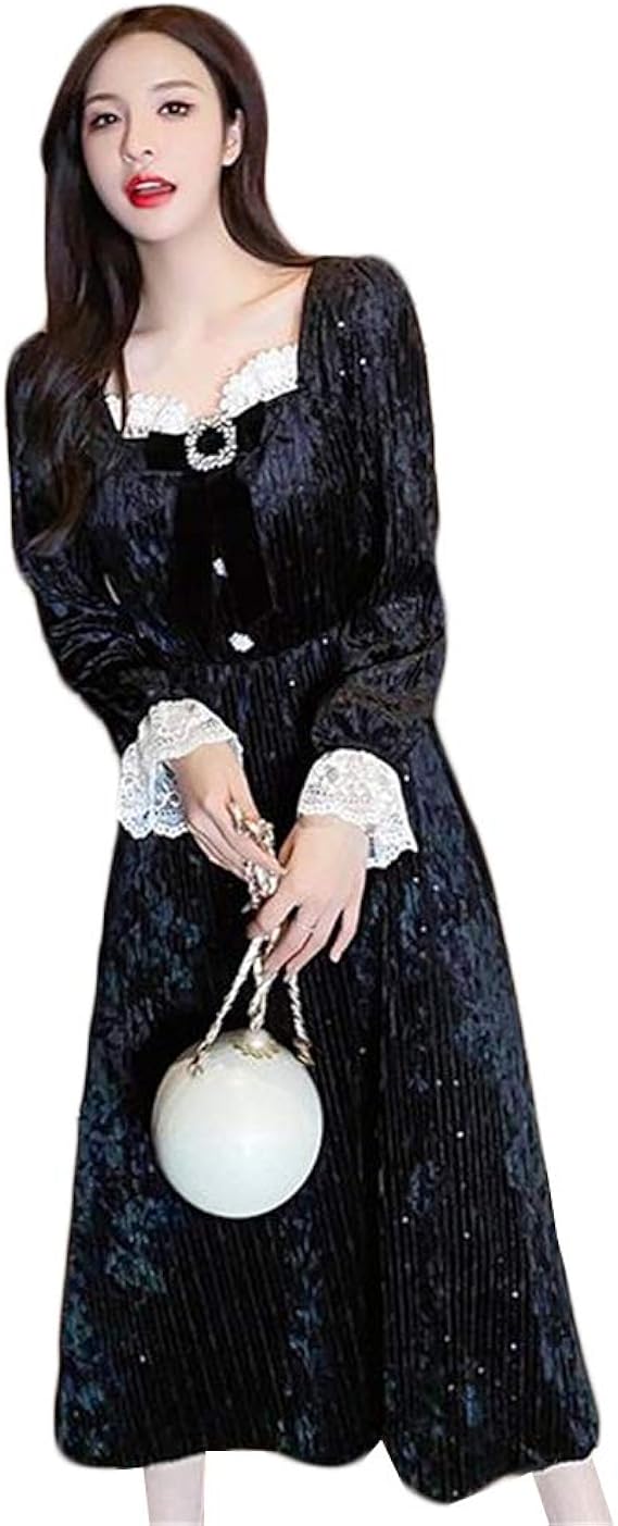 Amazon Co Jp スーイ ワンピース レディース 春秋冬 ベルベット レトロ レース付き ドレス スパンコール ベロアワンピース 長袖 ロング丈 上品 きれいめ エレガント 着痩せ ゆったり キラキラ フォーマル 結婚式 パーティー 無地 写真通り M ファッション Amazon Co Jp スーイ ワンピース レディース 春秋冬 ベルベット レトロ レース付き ドレス スパンコール ベロアワンピース 長袖 ロング丈 上品 きれいめ エレガント 着痩せ ゆったり キラキラ フォーマル 結婚式 パーティー 無地 写真通り M ファッション