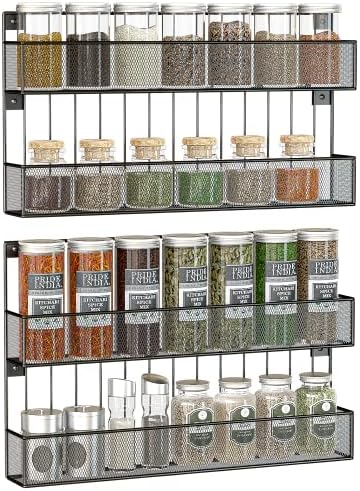 JackCubeDesign Wall Mount Spice Rack 4 tier Kitchen Countertop Worktop Display Organiser Spice Bottles Holder Stand Shelves(44.7 x 7.1 x 52.8 cm)  :MK418A