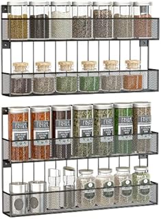 JackCubeDesign Wall Mount Spice Rack 4 tier Kitchen Countertop Worktop Display Organiser Spice Bottles Holder Stand Shelves(44.7 x 7.1 x 52.8 cm)  :MK418A