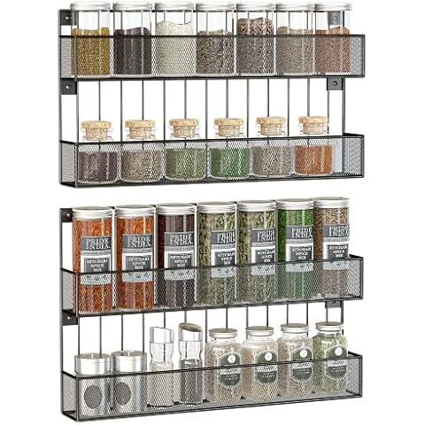 JackCubeDesign Wall Mount Spice Rack 4 tier Kitchen Countertop Worktop Display Organiser Spice Bottles Holder Stand Shelves(44.7 x 7.1 x 52.8 cm) - :MK418A Cover