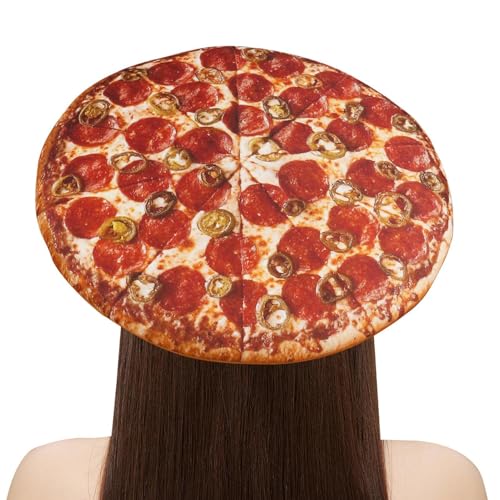 Nybhyjka Divertido sombrero de pizza, sombreros de comida, disfraz de pizza, sombreros de pizza únicos, decoraciones divertidas de pizza, cómodo sombrero loco de juguete para disfraz de Halloween
