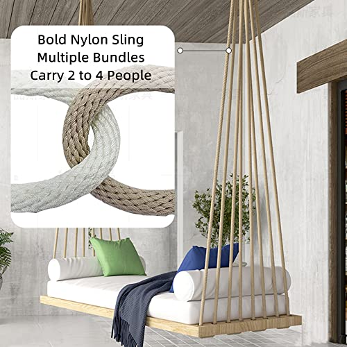 Sun Rdpp Giant Swing Chair, 155Cmx68Cm Large Swing Seat, Solid Wood Hammock Chair With 16 Nylon Sling, Stainless Steel Spreader, For Home #TOP3