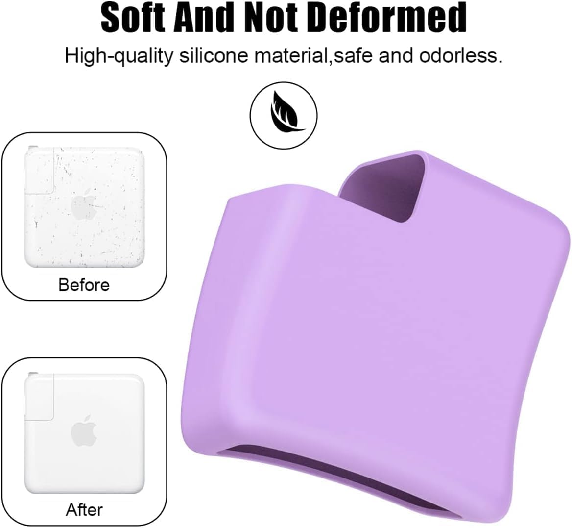 140W Soft Silicone Power Adapter Sleeve Case for MacBook Pro 16 inch 2024 2023 2022 2021 M4 M3 M2 M1 Chip A3186 A3403 A2991 A2780 A2485 140W Charger Cover, Purple - Image 4