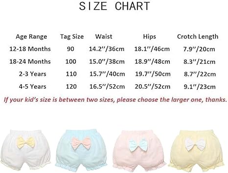 AOOPOO Lot 4 Culottes Bébé Fille Garçon Été Bloomer Volant Mignon - Short Confortable 100% Coton