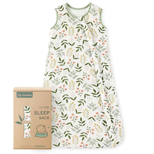 Image of Yoofoss Rayon Made from Bamboo Baby Sleep Sack 6-12 Months 1.0 Tog Baby Wearable Blanket, Super Soft Infant Toddler Sleeping Sack 2-Way Zipper