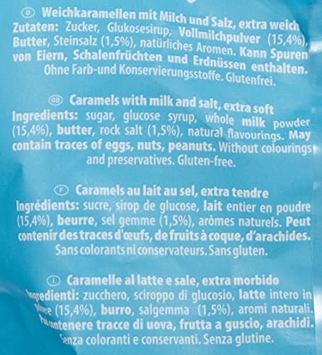 Kuhbonbon Salted Caramel 175g – weiche Karamellbonbons aus süßem Karamell, zartschmelzende Toffee-Bonbons aus guter Butter, Milch und Salz, glutenfrei, 175 gr
