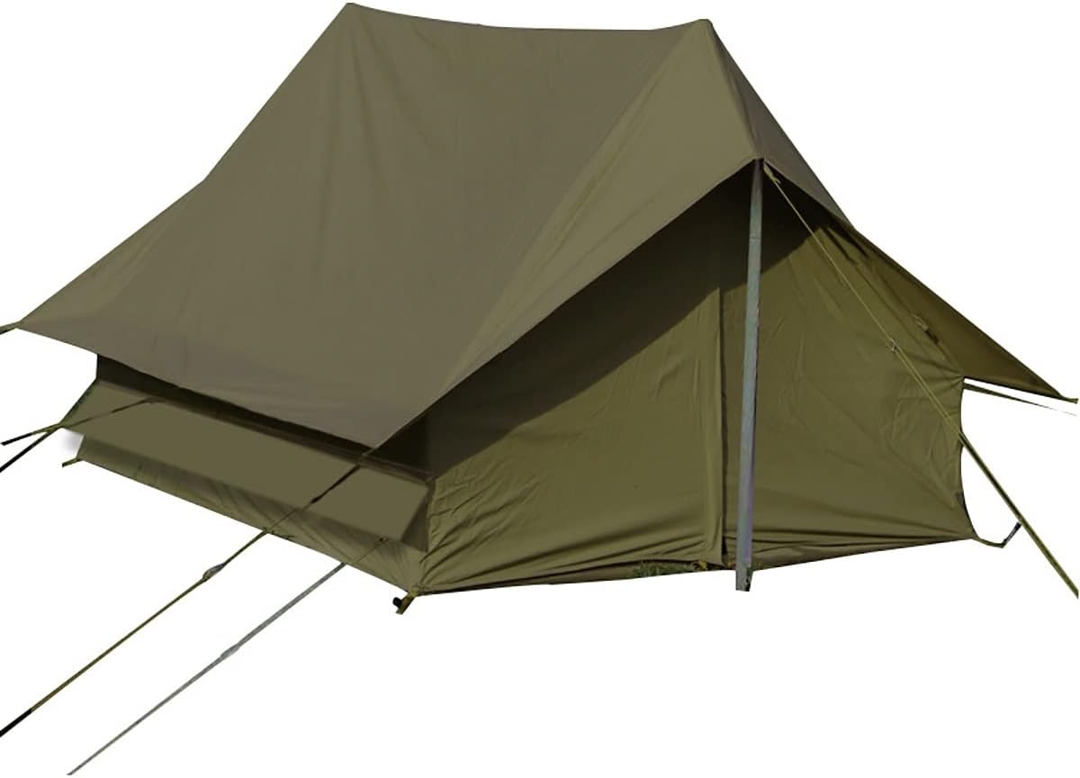 Canvas Tent, Double Layer 2 Person 4 Season Waterproof, Retro Style Camping & Hiking Tent with Inner Mesh & Removable Rain Fly, Easy Setup for Camping, Hiking, Party