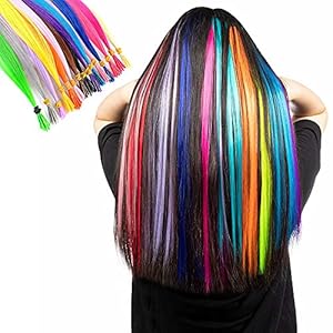 100 Strands 20″ Party Colors I Tip Fusion Hair Extensions Kit +100 Micro Beads+ Hook Needle +Plier I-Tip Long Straight Hairpieces Highlight Feather Micro Ring Hair Accessories