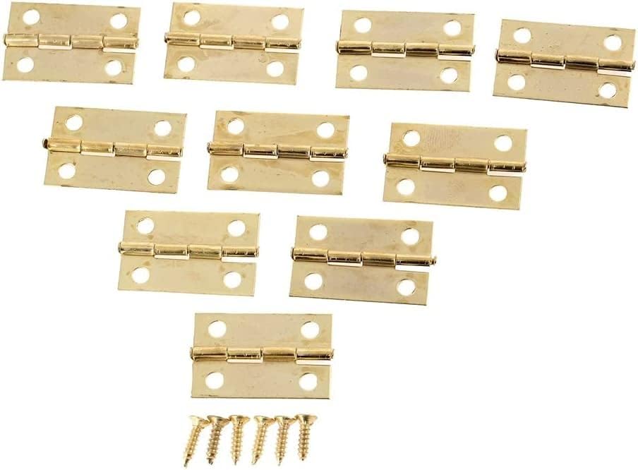 10Pcs Antique Bronze Gold Furniture Cabinet Drawer Door Butt Hinge Decorative for Jewelry Box with Screws 24 * 16mm Hinges (Color : Bronze)