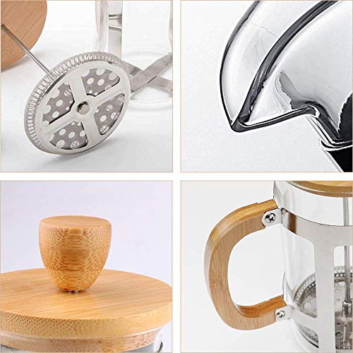 Image of Cutting EDGE French Press Coffee /Tea Espresso Press Milk Frother with 18 /8 Stainless Steel Filter High Borosilicate Carafe Durable Bamboo Handle 12oz / Capacity 350ml