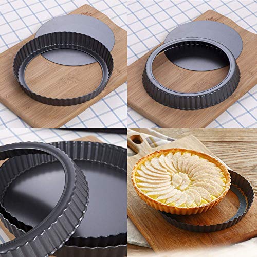 2 Pack 9 Inches Non-Stick Tart Pan With Removable Loose Bottom, Tart Pie Pan, Round Tart Quiche Pan #TOP5