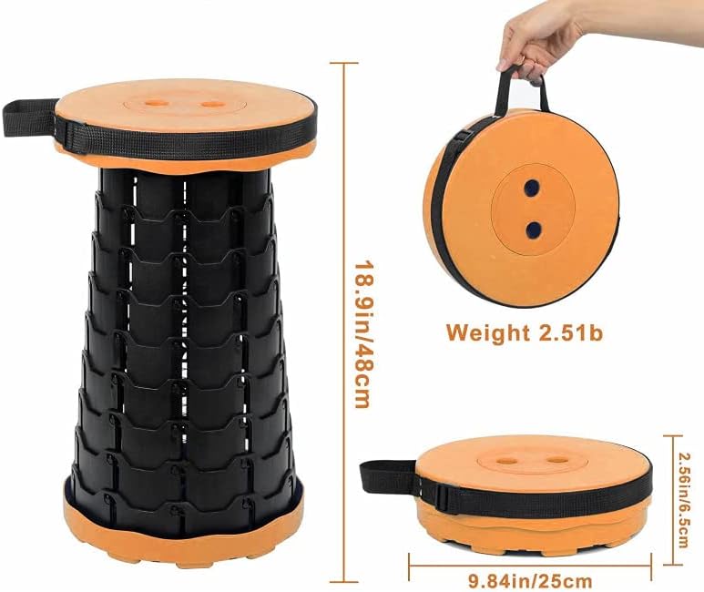 Miniatura 2 de Taburete telescópico para campamento, taburete portátil plegable, taburete plegable ajustable para camping, gimnasio, rave, fiesta, parques, pesca,