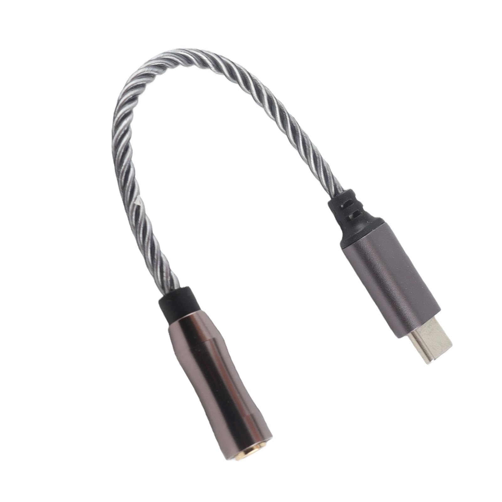 AMONIDA Wzmacniacz Słuchawkowy Typu C do 3,5 Mm Wysokowydajny Adapter do Komputerów PC i urządzeń z Systemem z Współczynnikiem SNR 120 DB, 5,9 Cala (Chłodna szarość)