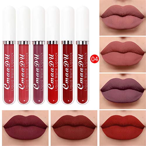 Set De Pintalabios Liquido Juego De Lápiz Labial Líquido Impermeable De 6 Piezas Lápiz Labial Mate Impermeable De Larga… - Imagen 3