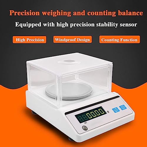 Balanza analítica Digital con protección contra el Viento y función de conteo, precisión de 0,001 g, para Uso en Cocina, joyería e investigación, 500 g/0,001 g