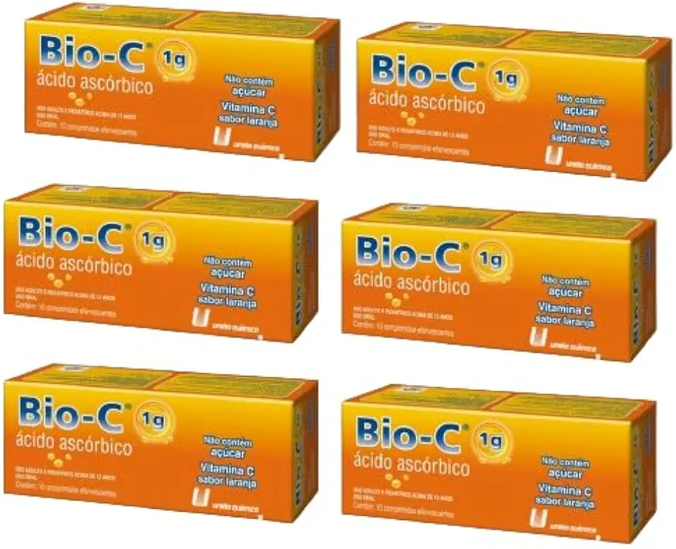 Kit C/6 Bio C 1g C/60 Cpr Efervescentes Vitamina C Laranja