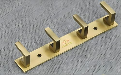 Image of Heavy Duty L Type Stainless Steel Cloth Hanger Suitable for Bathroom Bedroom Kitchen Wall Hook Rail Hanging Scarf Coat Keys Tie, Towel, Robe Hanger (Pack of 2, 4 Pin Antique)