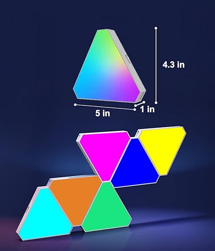 Miniatura 7 de Paneles de luz triangulares, luces RGB para juegos para configuración de juegos, luces LED triangulares de pared con 6 puertos de conexión,