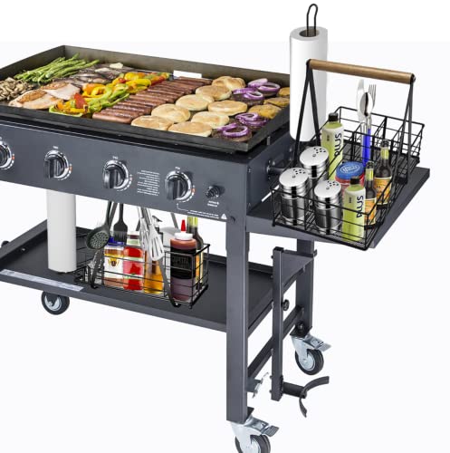 Picnic Caddy BBQ Utensil Caddy for Outdoor Grill Camping for Plate Cutlery CompartmentStorage with 3 Hooks Kitchenn Barbecue Accessories RV Patio Tailgate EssentialsEasy Carry Grilling Gifts for Men