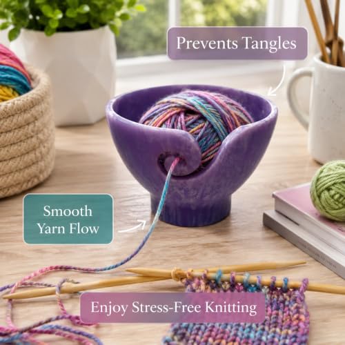 Image of Handcrafted Resin Yarn Bowl, Knitting Resin Storage Bowl, Crochet Kit Organizer. (Lavender Bloom)