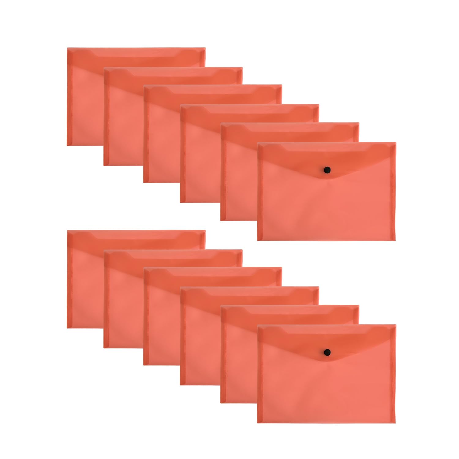 Pack of 12 Red Janrax A5 Wallets – Strong Polypropylene Document Folders with Press‑Stud Fastening, Holds 150 Sheets