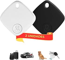 Kit 2 Rastreadores Bluetooth Compativel com iPhone IOS (App Buscar) Mochila Mala Pet Carro Chaves Alarme Sonoro Alcance Global GPS Localizador Premium