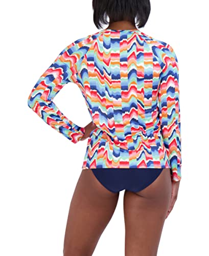 Image of Nautica Women's Long Sleeve Rashguard - Quick-Dry, UPF Protection, Swim Shirt, Pool, Beach, Hiking, Yoga, Volleyball