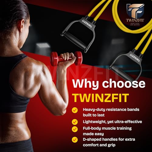Image of Premium Resistance Tube with Handles Exercise Band for Workout, Strength Training, Full Body Workout, Home Gym Use Men & Women Tonning Tube for Warm up 25Kg Band Yellow (Yellow Color)