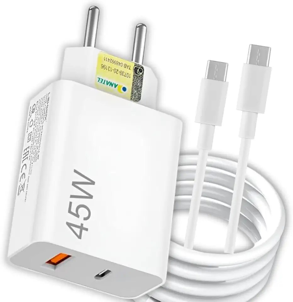 Carregador Turbo 45W USB-C e USB-A com Carga Rápida | Fast Charge Alta Potência Compatível com iPhone 15, 16, 17 e Smartphones Android