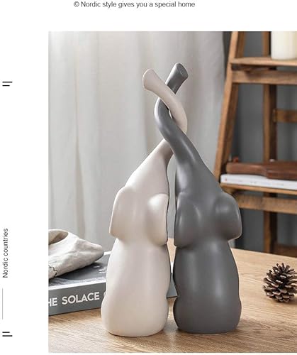 Decoración creativa para decoración del hogar, adorno de animales, cerámica, manualidades, figuritas artísticas (elefante gemelo)