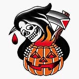 Traditional Reaper with Pumpking Tattoo Piece Bumper Sticker Vinyl Decal 5 inches