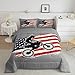 Erosebridal Boys Comforter Set Full Size,Dirt Bike Comforter for Man,Chic Motocross Rider Bedding Comforter Sets,Geometric American Flag Duvet Insert with 2 Pillowcases Bedroom Decor