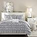 Intelligent Design Waterfall Comforter Reversible Solid Lush Ruffled Stripe Shabby Chic Ultra Soft Microfiber Down Alternative Pleated Decor Pillow Bedding Set, Twin/Twin XL, Grey, 4 Piece