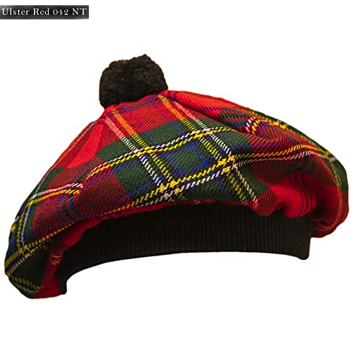 Image of Scottish Tam O' Shanter Hat Tartan Bonnet Pom Pom Wool Flat Cap One Size