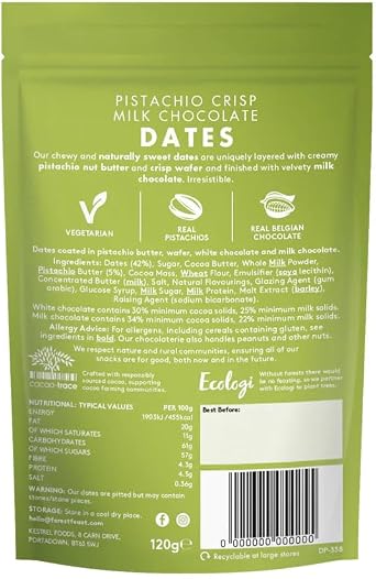Forest Feast Chocolate Covered Dates 6 Bags - Dried Dates Dipped in Belgian milk chocolate delicious snack in 3 flavours, Peanut Butter, Pistachio and Salted Caramel