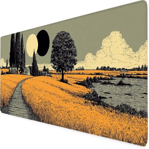 Tapis de souris XXL paysage orange une idée cadeau originale pour bureau