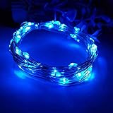 Viewpick 4m 40 LEDs Blue Fairy Lights Silver Wire String Lights AA Battery Powered Led String Starry Light for Outdoor Decorative Halloween Christmas Holiday Wedding Parties Activities