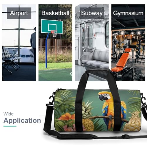 Travel Gym Duffle Bag, Summer Parrot Pineapple Bird Print Duffle Bags,womens Mens Gym Bag,gym Bags,gym Bag with Shoe Compartment3
