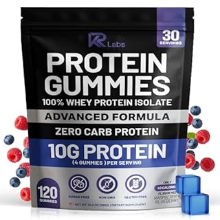 KR Labs Zero Carb 100% Pure Whey Isolate Protein Gummies | 300g Total Protein per Bag | 10g per Serving Plant Based with Vitamins for Men & Women | Gluten Free Non-GMO (Mixed Berry) | 120 Count