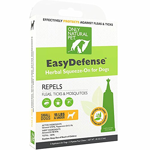 Only Natural Pet Flea and Tick Prevention for Small Breed Dogs (up to 15 lbs) - EasyDefense Flea Remedy - Natural Flea Treatment Control Herbal Squeeze-On Drops - Three Month Supply (Single)