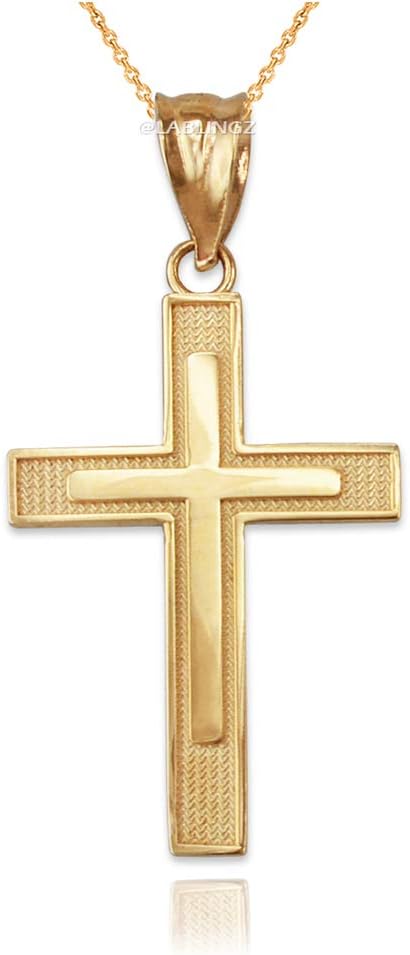 14K Yellow Gold Inner Cross Pendant Necklace