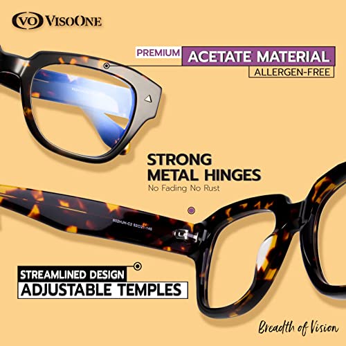 Image of VISOONE Acetate Blue Light Blocking Glasses Square with Anti Computer Glare for Gaming Women and Men GROUSE