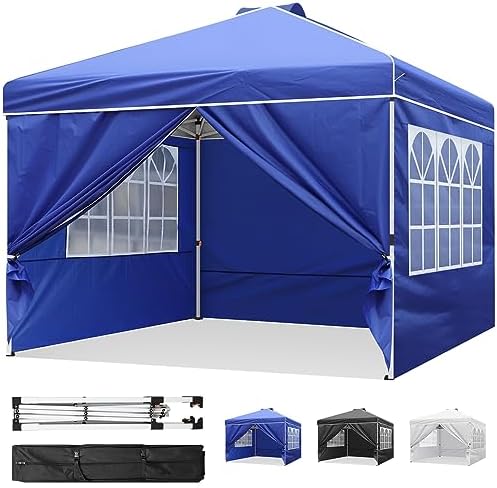 10x10 Pop Up Canopy Tent With 4 Sidewalls - Instant Portable Sun Shelter For Beach, Parties & Outdoor Events (Pink)