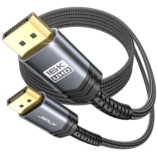 JSAUX Displayport Cable 10ft 2.1, DP 2.1 Cord Support 16K@60Hz, 8K@120Hz, 4K@240Hz 80Gbps, Backward Compatible with DP1.4/DP1.2, Display Port 2.1 Cable Compatible with Monitor, Laptop, Graphics by JSAUX - Used condition - US$10.57