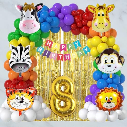 Image of Birthday Decoration Items Kit | Jungle Safari theme | Multicolor Theme Decoration for Kids | Birthday Decoration (8 YR)