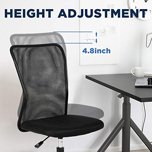 Home Office Chair Mid Back Mesh Desk Chair Armless Computer Chair Ergonomic Task Rolling Swivel Chair Back Support Adjustable Modern Chair With Lumbar Support,Black #TOP5