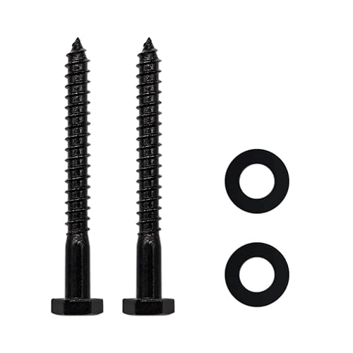 Qlvily 10 tornillos de acero inoxidable negros de 14 x 2-12 pulgadas, arandelas incluidas