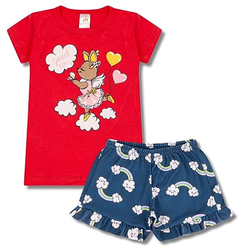Kit Sortido 12 Peças de Roupas Infantil Menina - 6 Camisetas + 6 Bermudas - Kit com 6 Conjuntos de R