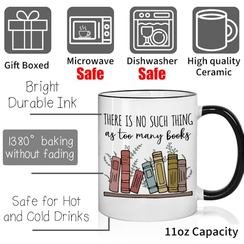 Taza de café para amantes de libros 11oz blanca miniatura 2